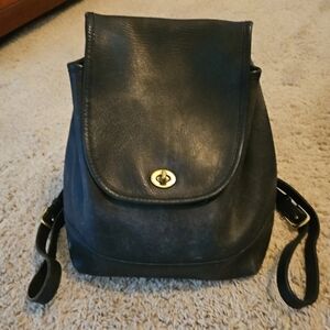 Vintage Coach Black Leather Backpack